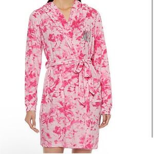 NWT Juicy Couture Pink Tie Dye Terry Cloth Barbiecore Front Pocket Mini Robe